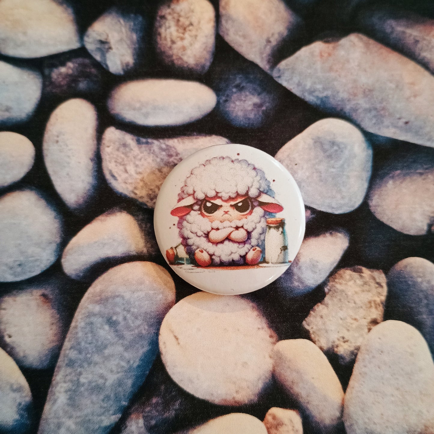 Grumpy Sheep pin badge